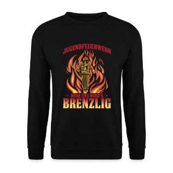 Jugendfeuerwehr Ohne Uns Wird’s Brenzlig - Unisex Pullover - Schwarz - Vorne - Alina (178cm) & Michal (187cm)