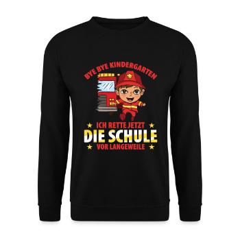 Bye Bye Kindergarten Ich Rette Jetzt Die Schule Vo - Unisex Pullover - Schwarz - Vorne - Alina (178cm) & Michal (187cm)