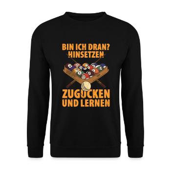 Bin Ich Dran? Hinsetzen Zugucken Und Lernen - Unisex Pullover - Schwarz - Vorne - Alina (178cm) & Michal (187cm)