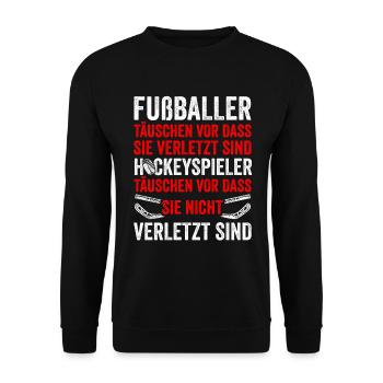 Fußballer Täuschen Vor Dass Sie Verletzt Sind Hock - Unisex Pullover - Schwarz - Vorne - Alina (178cm) & Michal (187cm)
