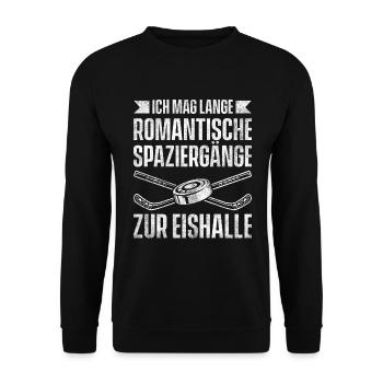 Ich Mag Lange Romantische Spaziergänge Zur Eishall - Unisex Pullover - Schwarz - Vorne - Alina (178cm) & Michal (187cm)