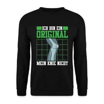 Ich Bin Ein Original Mein Knie Nicht - Unisex Pullover - Schwarz - Vorne - Alina (178cm) & Michal (187cm)