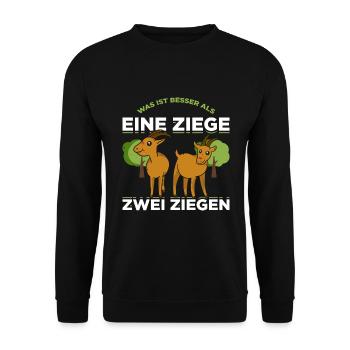 Was Ist Besser Als Eine Ziege Zwei Ziegen Geschenk - Unisex Pullover - Schwarz - Vorne - Alina (178cm) & Michal (187cm)