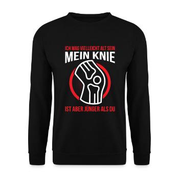 Ich Mag Vielleicht Alt sein Mein Knie Ist Aber Jün - Unisex Pullover - Schwarz - Vorne - Alina (178cm) & Michal (187cm)