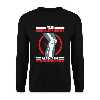 Mein Kniegelenkersatz war eher eine Leistungsverbe - Unisex Pullover - Schwarz - Vorne - Alina (178cm) & Michal (187cm)