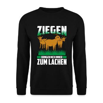 Ziegen Bringen Mich Immer Zum Lachen Geschenk - Unisex Pullover - Schwarz - Vorne - Alina (178cm) & Michal (187cm)