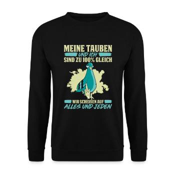 Meine Tauben Und Ich Sind Zu 100% Gleich Wir Schei - Unisex Pullover - Schwarz - Vorne - Alina (178cm) & Michal (187cm)