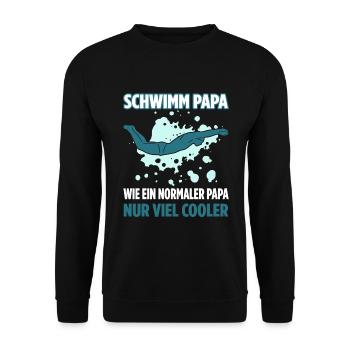 Schwimm Papa Wie Ein Normaler Papa Nur Viel Cooler - Unisex Pullover - Schwarz - Vorne - Alina (178cm) & Michal (187cm)