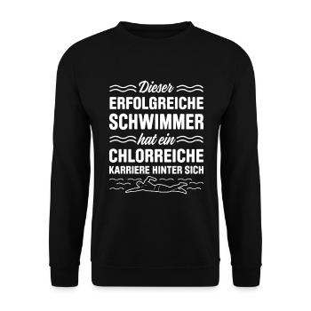 Dieser Erfolgreiche Schwimmer Hat Eine Chlorreiche - Unisex Pullover - Schwarz - Vorne - Alina (178cm) & Michal (187cm)