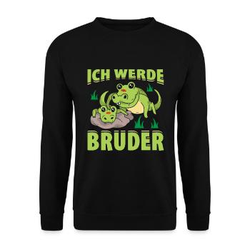 Ich Werde Bruder Krokodil Geschenk - Unisex Pullover - Schwarz - Vorne - Alina (178cm) & Michal (187cm)