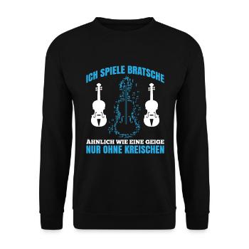 Ich spiele Bratsche Ähnlich Wie Eine Geige Nur Ohn - Unisex Pullover - Schwarz - Vorne - Alina (178cm) & Michal (187cm)
