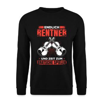 Endlich Rentner Und Zeit Zum Bratsche Spielen - Unisex Pullover - Schwarz - Vorne - Alina (178cm) & Michal (187cm)