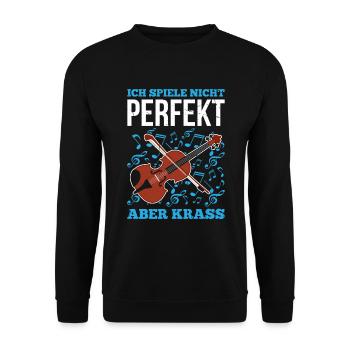 Ich Spiele Nicht Perfekt Aber Krass Bratschist - Unisex Pullover - Schwarz - Vorne - Alina (178cm) & Michal (187cm)