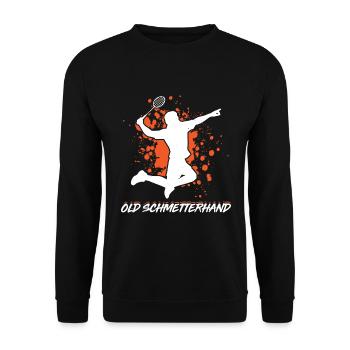 Old Schmetterhand Badminton Geschenk - Unisex Pullover - Schwarz - Vorne - Alina (178cm) & Michal (187cm)