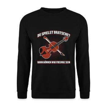 Du Spielst Bratsche? Dann Können Wir Freunde Sein - Unisex Pullover - Schwarz - Vorne - Alina (178cm) & Michal (187cm)
