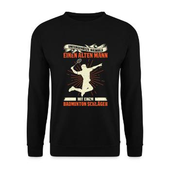 Unterschätze Niemals Einen Alten Mann Mit Einem Ba - Unisex Pullover - Schwarz - Vorne - Alina (178cm) & Michal (187cm)