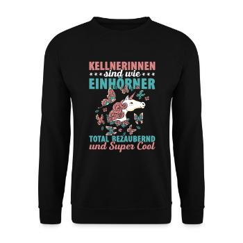 Kellnerinnen Sind Wie Einhörner Total Bezaubernd U - Unisex Pullover - Schwarz - Vorne - Alina (178cm) & Michal (187cm)