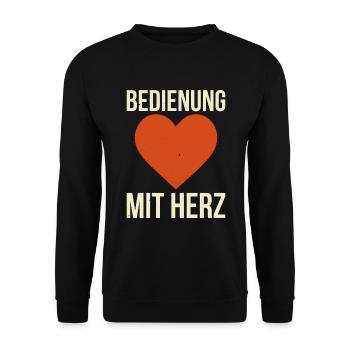 Bedienung Mit Herz - Unisex Pullover - Schwarz - Vorne - Alina (178cm) & Michal (187cm)