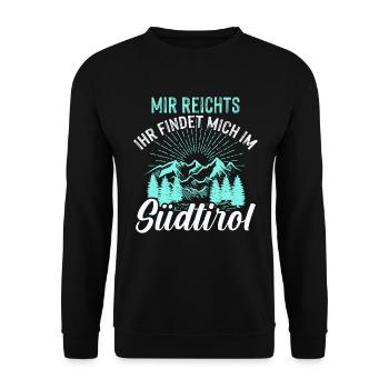 Ihr findet mich im Südtirol Südtiroler - Unisex Pullover - Schwarz - Vorne - Alina (178cm) & Michal (187cm)