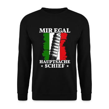 Schiefe Turm von Pisa mir egal Italien - Unisex Pullover - Schwarz - Vorne - Alina (178cm) & Michal (187cm)