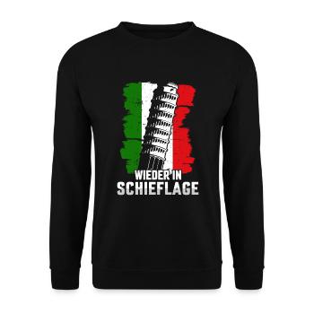 Schiefe Turm Pisa wieder in Schieflage Italien - Unisex Pullover - Schwarz - Vorne - Alina (178cm) & Michal (187cm)