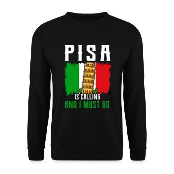 Pisa ruft ich muss los Schiefe Turm Italien - Unisex Pullover - Schwarz - Vorne - Alina (178cm) & Michal (187cm)