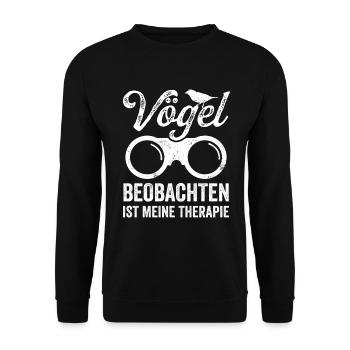 Vögel Beobachten Ist Meine Therapie - Unisex Pullover - Schwarz - Vorne - Alina (178cm) & Michal (187cm)