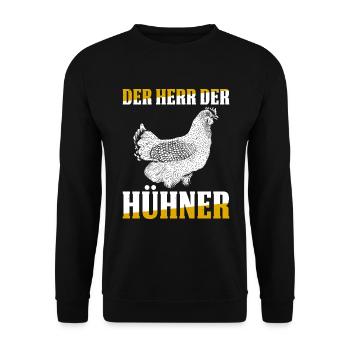 Der Herr Der Hühner Geschenk - Unisex Pullover - Schwarz - Vorne - Alina (178cm) & Michal (187cm)