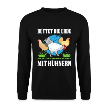 Rettet Die Erde Sie Ist Der Einzige Planet Mit Hüh - Unisex Pullover - Schwarz - Vorne - Alina (178cm) & Michal (187cm)