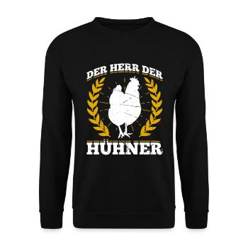 Der Herr Der Hühner Geschenk - Unisex Pullover - Schwarz - Vorne - Alina (178cm) & Michal (187cm)