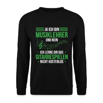 Ja Ich Bin Musiklehrer Und Nein Ich Lerne Dir Das - Unisex Pullover - Schwarz - Vorne - Alina (178cm) & Michal (187cm)