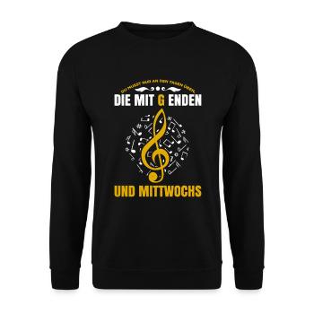 Du Musst Nur An Den Tagen Üben, die Mit G Enden … - Unisex Pullover - Schwarz - Vorne - Alina (178cm) & Michal (187cm)
