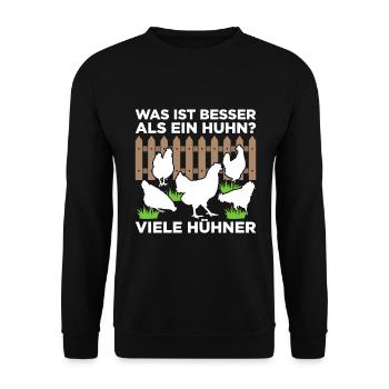 Was Ist Besser Als Ein Huhn? Viele Hühner - Unisex Pullover - Schwarz - Vorne - Alina (178cm) & Michal (187cm)