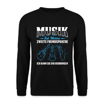 Musik Ist Meine Zweite Fremdsprache Ich Kann Sie D - Unisex Pullover - Schwarz - Vorne - Alina (178cm) & Michal (187cm)