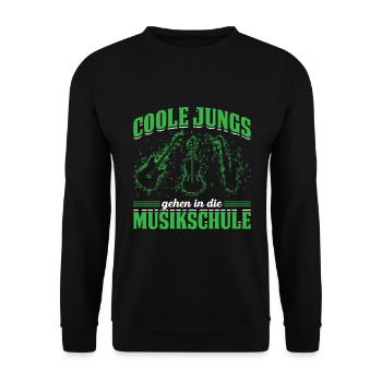 Coole Jungs Gehen In Die Musikschule - Unisex Pullover - Schwarz - Vorne - Alina (178cm) & Michal (187cm)
