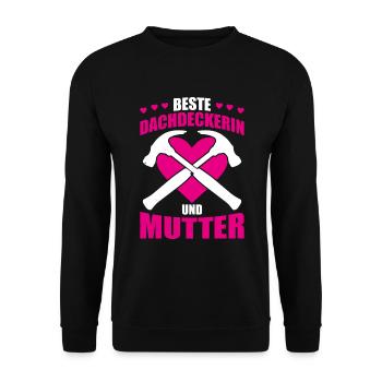 Beste Dachdeckerin Und Mutter Geschenk - Unisex Pullover - Schwarz - Vorne - Alina (178cm) & Michal (187cm)