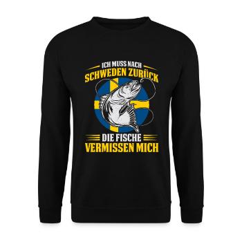Ich Muss Nach Schweden Zurück Die Fische Vermissen - Unisex Pullover - Schwarz - Vorne - Alina (178cm) & Michal (187cm)