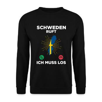 Schweden Ruft Ich Muss Los Geschenk - Unisex Pullover - Schwarz - Vorne - Alina (178cm) & Michal (187cm)