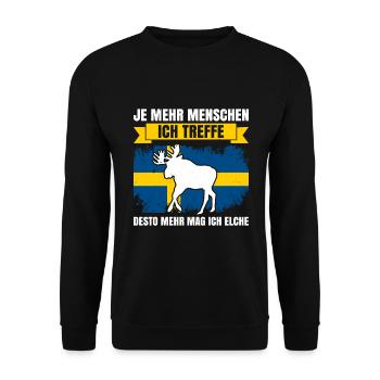 Je Mehr Menschen Ich Treffe, Desto Mehr Mag Ich El - Unisex Pullover - Schwarz - Vorne - Alina (178cm) & Michal (187cm)