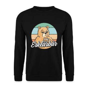 Erklärbär Nachhilfe Nachilfelehrer Förderlehrer - Unisex Pullover - Schwarz - Vorne - Alina (178cm) & Michal (187cm)