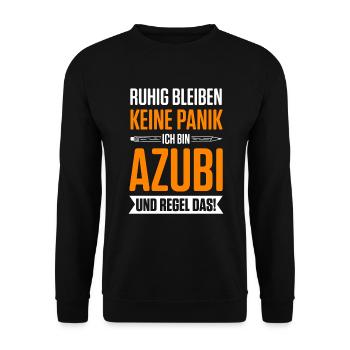 Ruhig Bleiben Keine Panik Ich Bin Azubi Und Regel - Unisex Pullover - Schwarz - Vorne - Alina (178cm) & Michal (187cm)