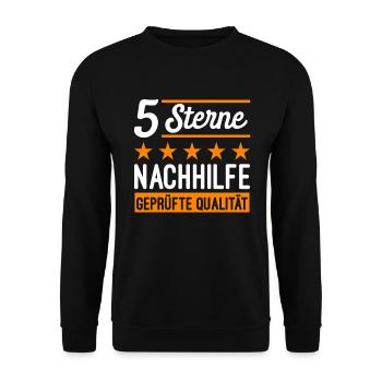 5 Sterne Nachhilfe Geprüfte Qualität - Unisex Pullover - Schwarz - Vorne - Alina (178cm) & Michal (187cm)