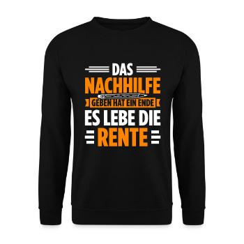 Das Nachhilfe Geben Hat Ein Ende Es Lebe Die Rente - Unisex Pullover - Schwarz - Vorne - Alina (178cm) & Michal (187cm)