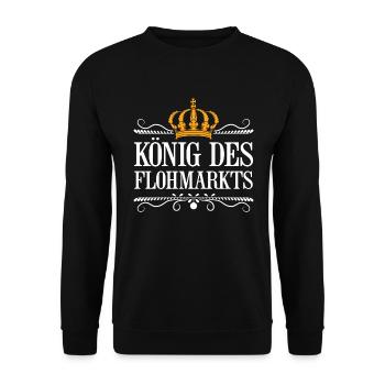 König Des Flohmarkts Geschenk - Unisex Pullover - Schwarz - Vorne - Alina (178cm) & Michal (187cm)