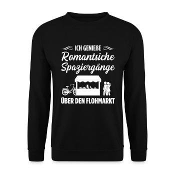 Ich Genieße Romantsiche Spaziergänge Über Den Floh - Unisex Pullover - Schwarz - Vorne - Alina (178cm) & Michal (187cm)