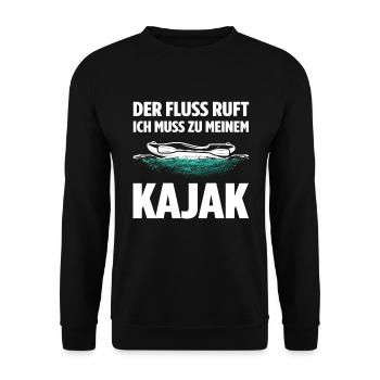 Der Fluss Ruft Ich Muss Zu Meinem Kajak - Unisex Pullover - Schwarz - Vorne - Alina (178cm) & Michal (187cm)