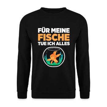 Für Meine Fische Tue Ich Alles Geschenk - Unisex Pullover - Schwarz - Vorne - Alina (178cm) & Michal (187cm)