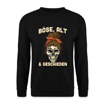 Böse, Alt & Geschieden Geschenk - Unisex Pullover - Schwarz - Vorne - Alina (178cm) & Michal (187cm)