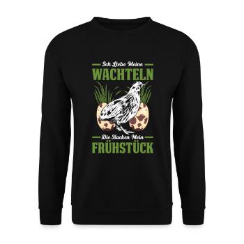Ich Liebe Meine Wachteln Die Kacken Mein Frühstück - Unisex Pullover - Schwarz - Vorne - Alina (178cm) & Michal (187cm)