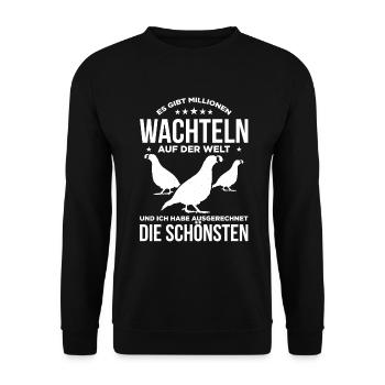 Es Gibt Millionen Wachteln Auf Der Welt Und Ich Ha - Unisex Pullover - Schwarz - Vorne - Alina (178cm) & Michal (187cm)